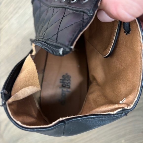 Charlotte Russe Black Quilted Faux Leather Boot Heels Booties Size 8 - Picture 11 of 12